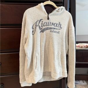 Kiawah Island Cream Sherpa Hoodie with Grey Logo